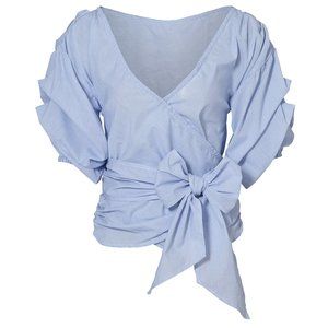 Blue Salo Wrap Shirt by MLM Label